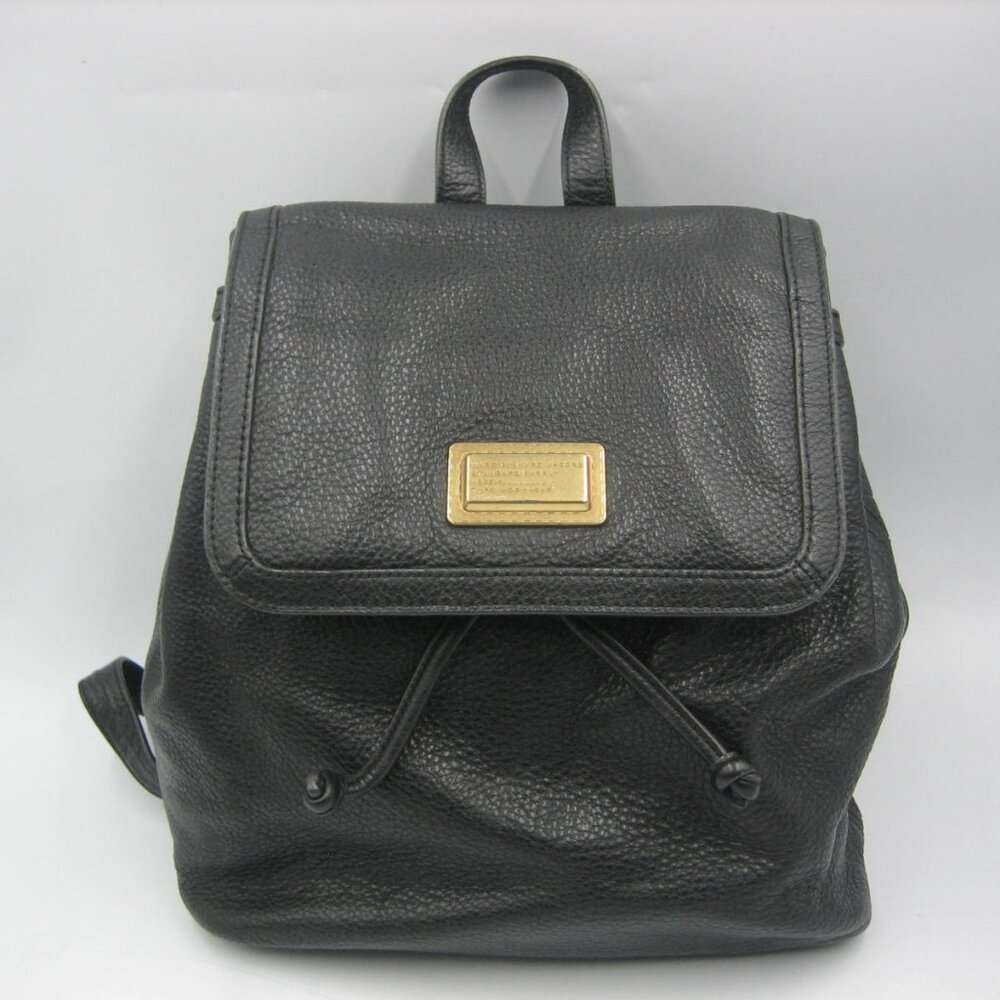 MARC BY MARC JACOBS Black Pebble Leather Backpack Drawstring